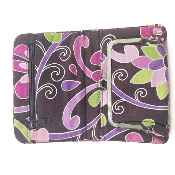 VERA BRADLEY Women's Wallet Purple Punch Magnetic Closure Coin Purse ID Window - Picture 6 of 11